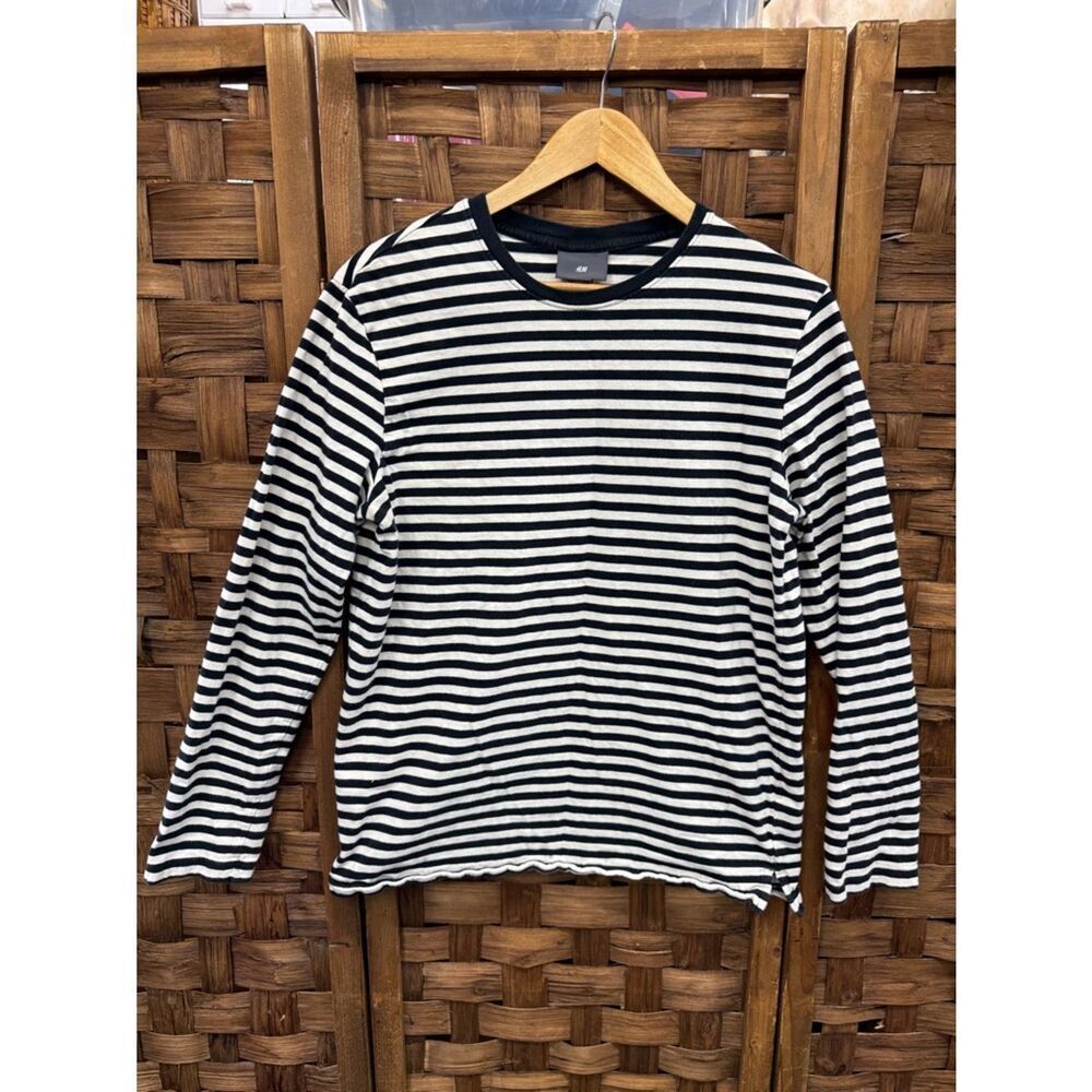 H&M Black & White Striped Long-Sleeve Tee
